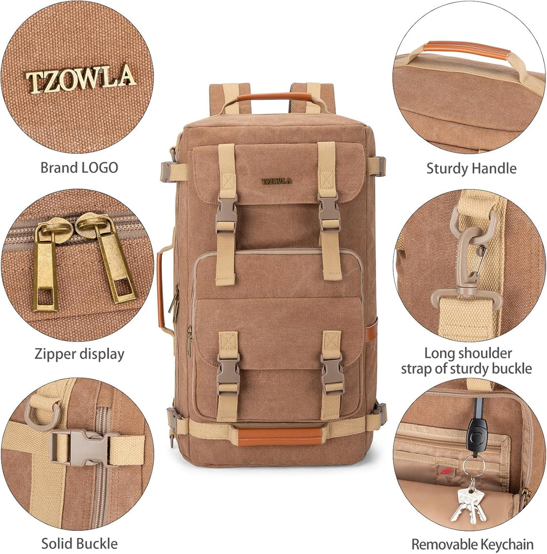 Tzowla Canvas Reiserucksack 3-in-1 umwandelbarer Rucksack Seesack passend für 17 Zoll Laptop L-40 Li