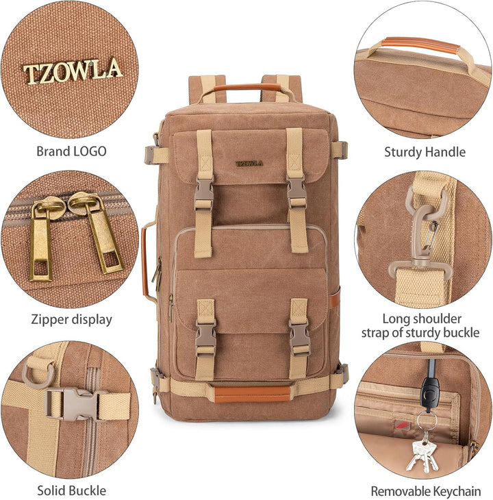 Tzowla Canvas Reiserucksack 3-in-1 umwandelbarer Rucksack Seesack passend für 17 Zoll Laptop L-40 Li