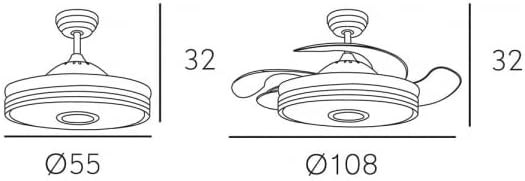 TODOLAMPARA Deckenventilator mit LED-Licht 36 W DC Motor und Lautsprecher Modell MATANUSKA Nickel, 3