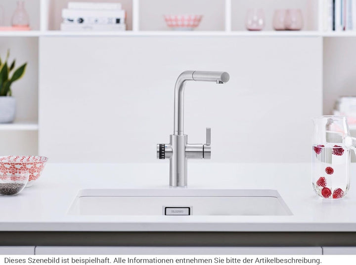 Blanco 525212 EVOL-S Volume Küchenarmatur mit Messbecherfunktion, 230 V, Chrom Hochdruck Hebel links