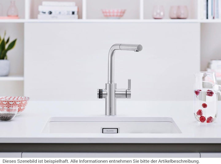 Blanco 525213 EVOL-S Volume Küchenarmatur mit Messbecherfunktion, 230 V, Edelstahl Finish UltraResis