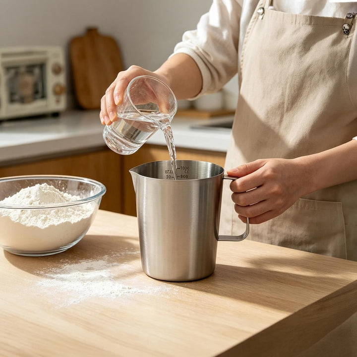 TIANLIN Milchkanne 1000CC(ml), Milchschaum Kanne mit Griff, Milchkännchen Edelstahl mit Deckel, Milc