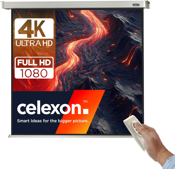 celexon Professional Motor-Leinwand 65" | 120x120 cm 1:1 | elektrische 4K,Full-HD Beamer-Leinwand fü