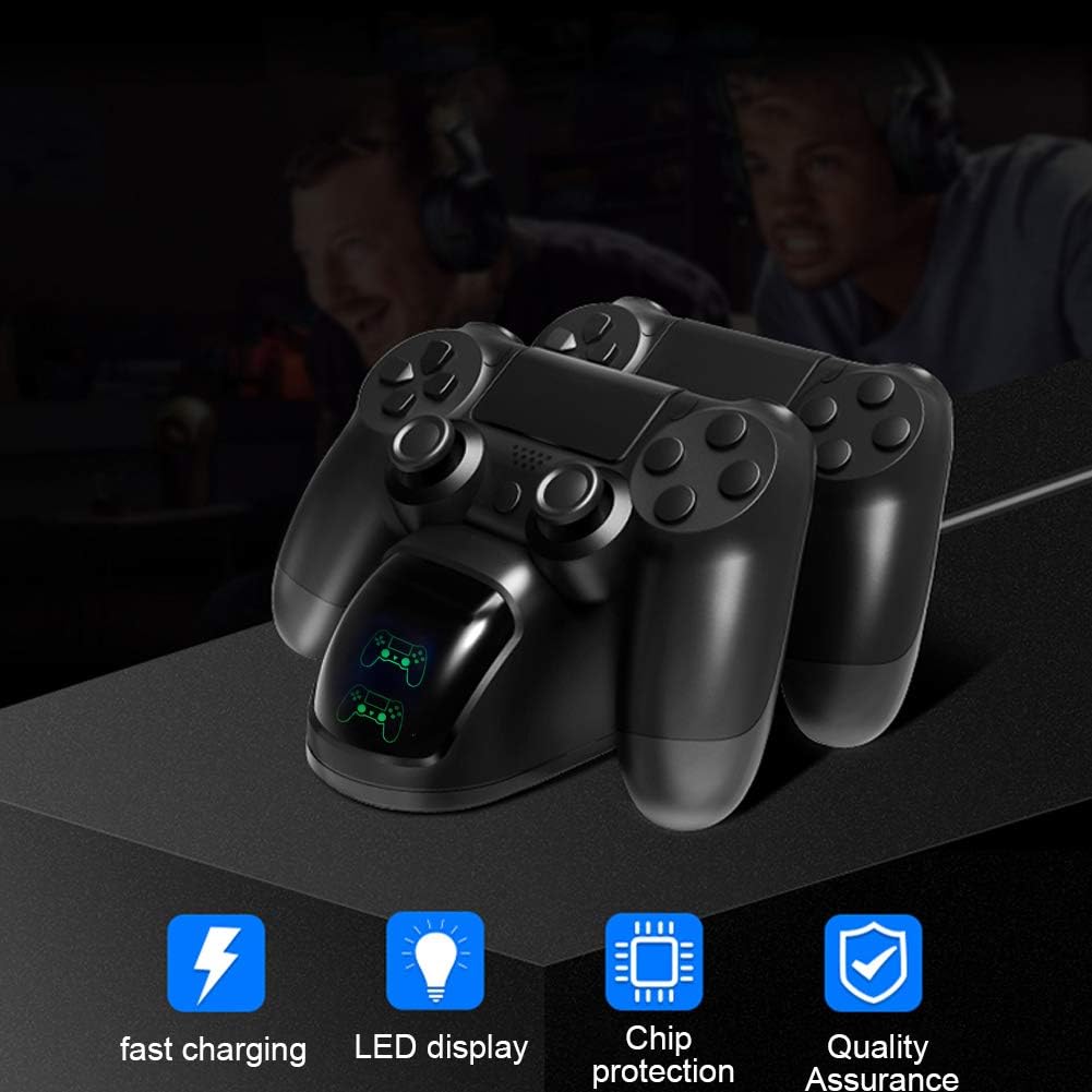 ASHATA Controller Ladestation, Controller Ladestation mit LED Anzeige für 4, Doppeltes Schnellladege