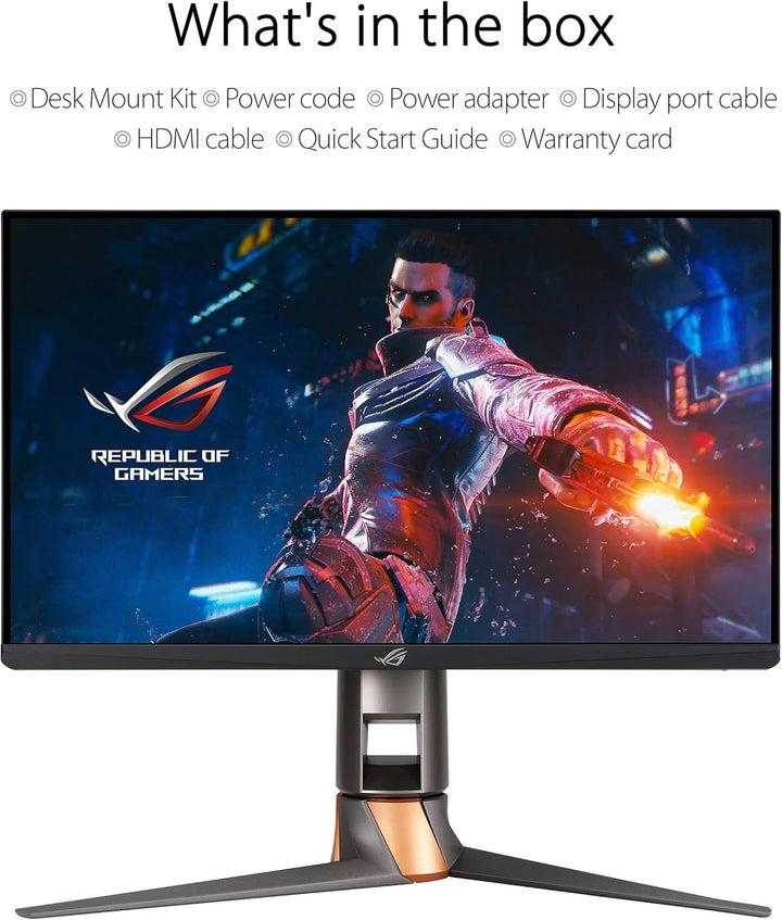 ASUS ROG Swift PG259QNR | 24.5 Zoll Full HD Gaming Monitor | 360 Hz, 1ms GtG, G-Sync kompatibel, Ref