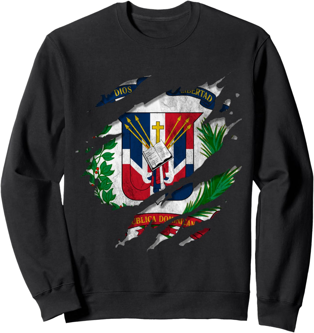 Coat of Arms Rip Reveal Republica Dominicana Dominican Flag Sweatshirt