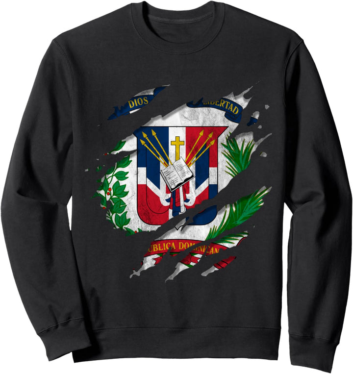 Coat of Arms Rip Reveal Republica Dominicana Dominican Flag Sweatshirt