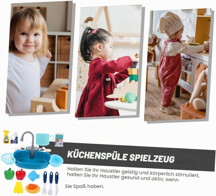 WOONEKY 1satz Küchenspüle Spielzeug Mit Fliessendem Wasser Elektronisches Rollenspiel Waschbecken Fü
