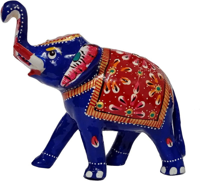 Purpledip enamelled metallic showpiece elephant. Indian gift ideas (10470)