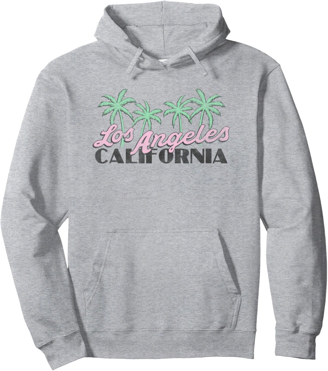 Los Angeles California Text With Palm Trees Pullover Hoodie