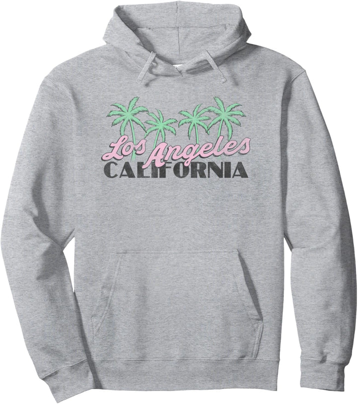 Los Angeles California Text With Palm Trees Pullover Hoodie