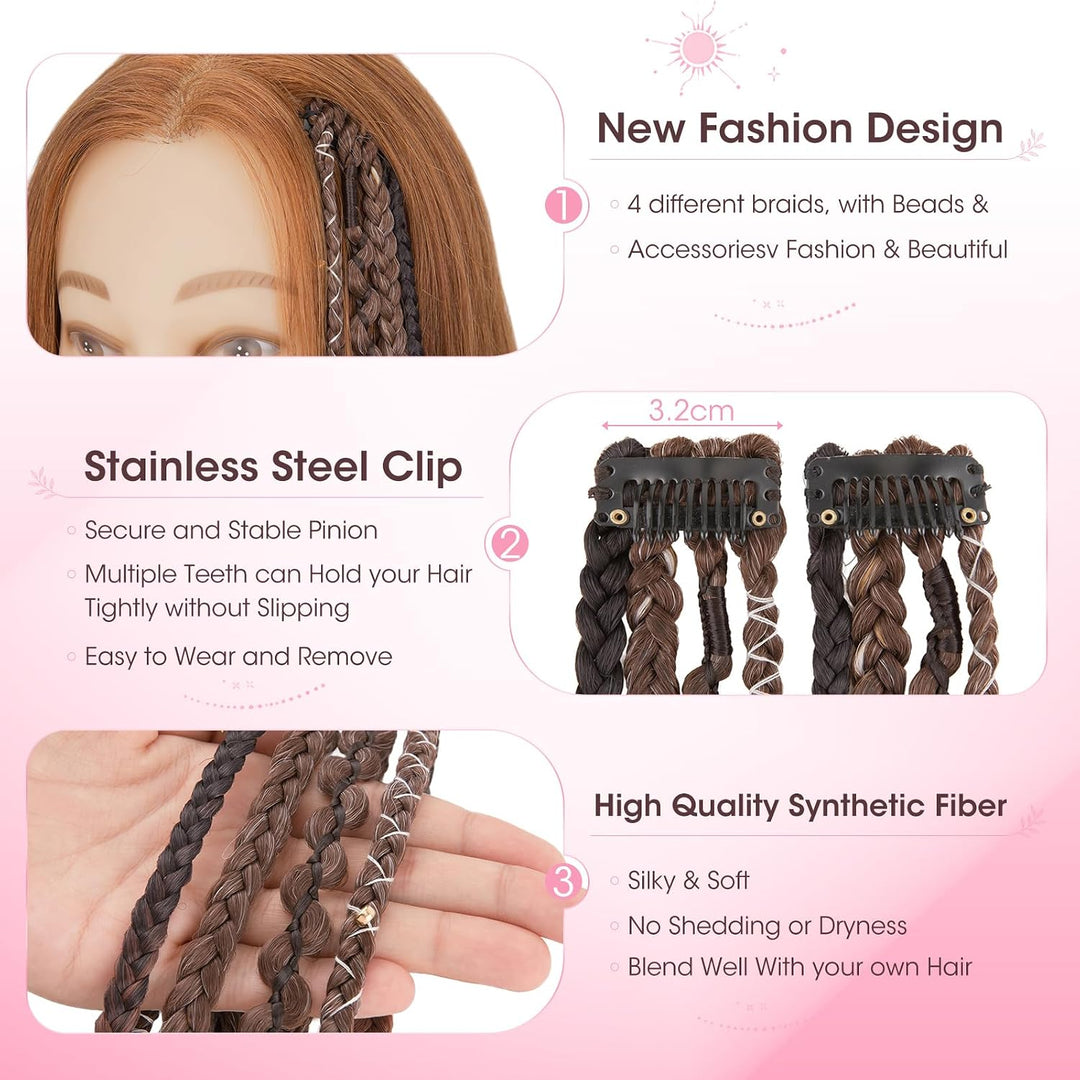 Silk-co Clip in Zöpfe 2 Stück, Bohemian Braid Extensions mit Clips, Synthetische Geflochtene Haartei