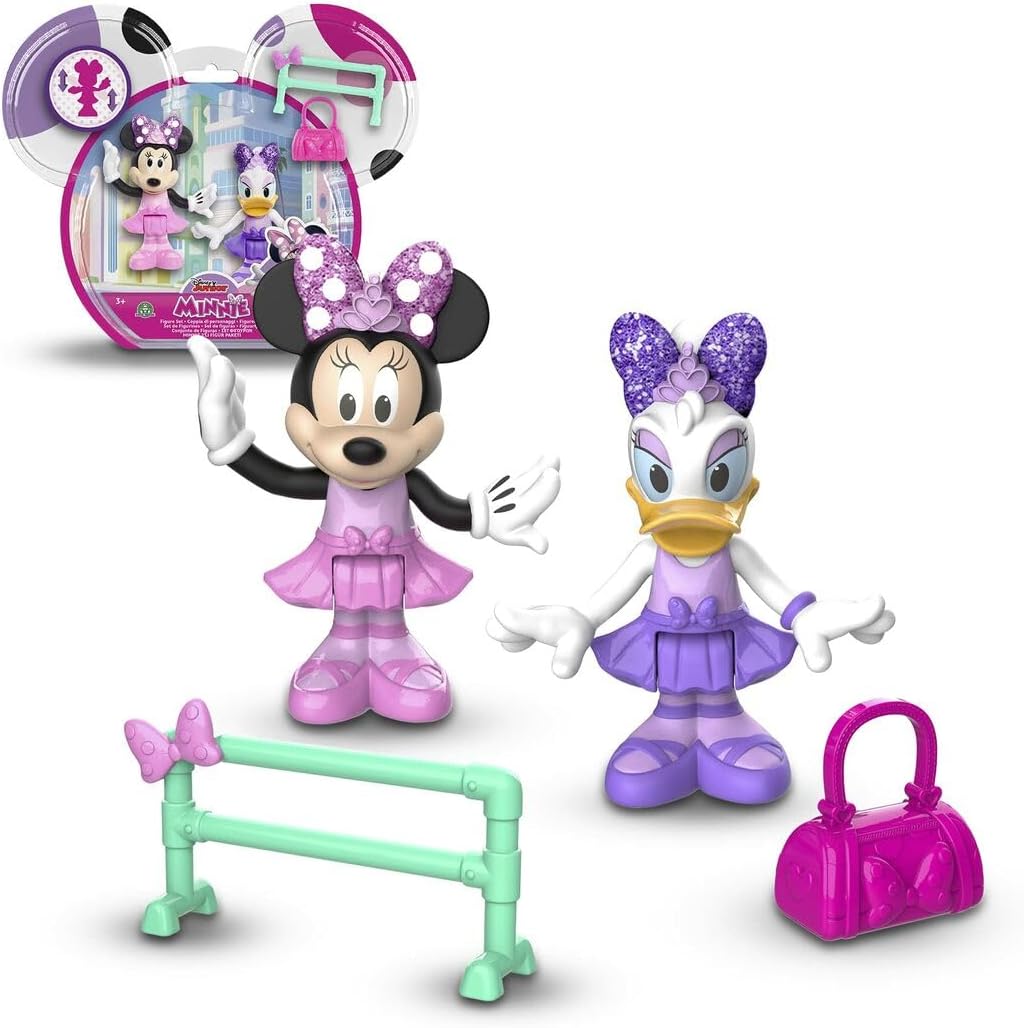 Disney Minnie MCN172, 2 bewegliche Figuren, 7,5 cm, mit Zubehör, Thema Ballerina, Spielzeug für Kind