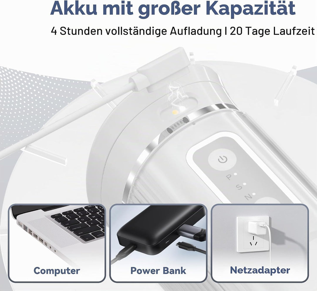 Munddusche Kabellos - Munddusche Testsieger Water Flosser for Teeth 3 Modi &amp; 4 Düsen, IPX7 Wasserdic