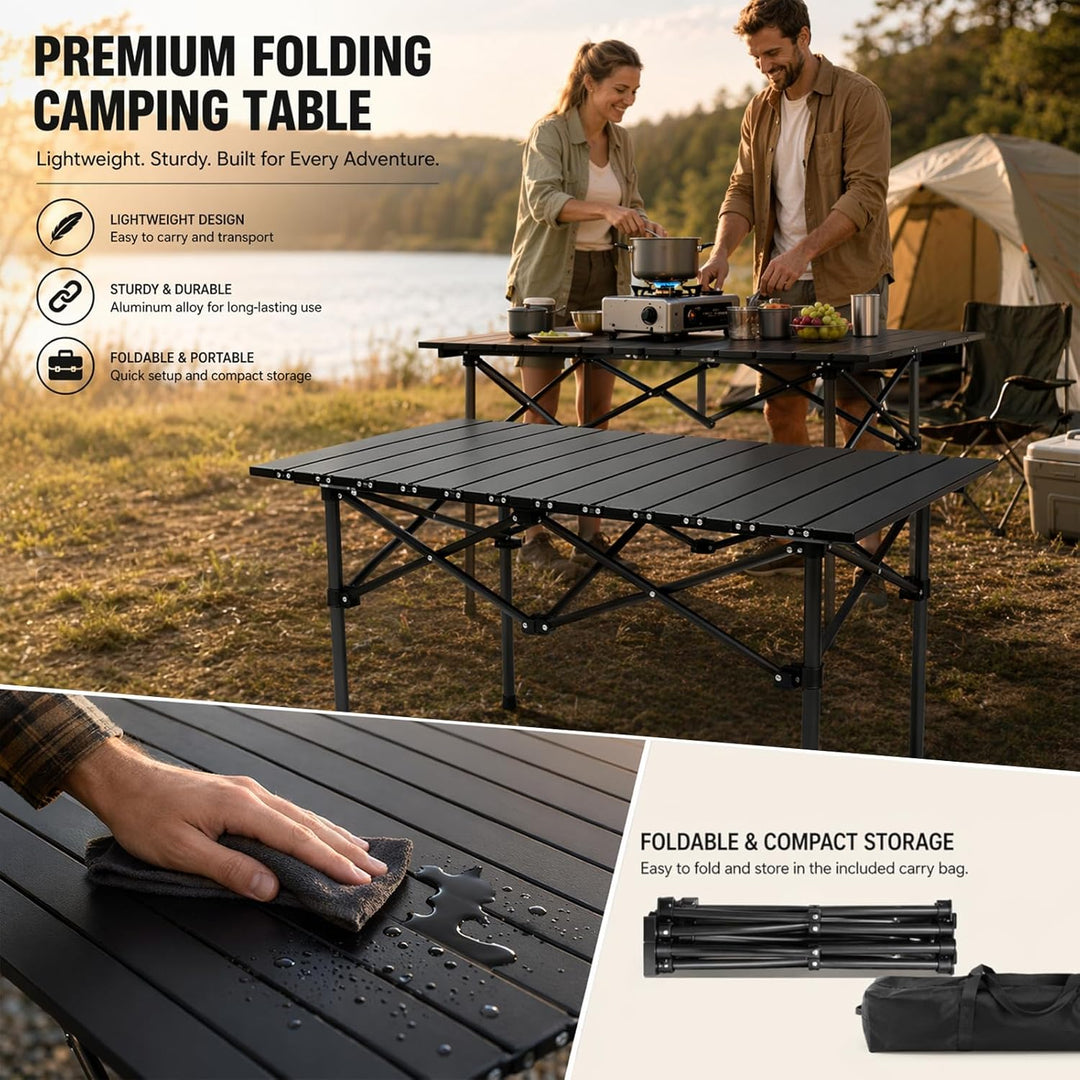 Campingtisch faltbar 96x54cm, Klapptisch Outdoor mit aufrollbarer Tischplatte, Tragbar Falttisch bis