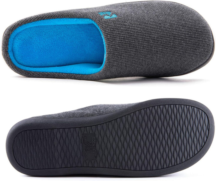 RockDove Herren Original Zweifarbige Hausschuhe mit Rückstellschaum 40/41 EU Dunkelgrau Blau, 40/41