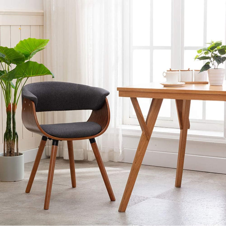 Mingone Esszimmerstühle Holz Küchenstühle Retro Polsterstuhl mit Armlehnen Design Stuhl Linen Stoff