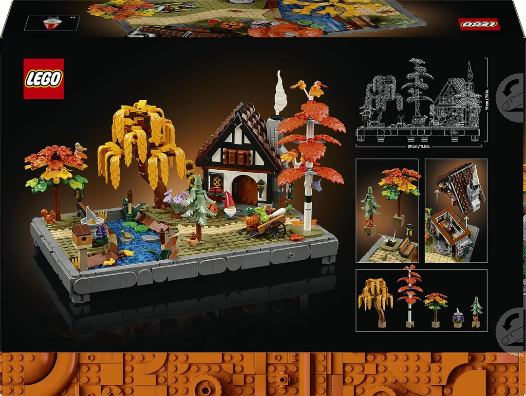 LEGO Icons Herbstlicher Landhausgarten - umgestaltbare Schreibtischdeko für Erwachsene - Tiere Minif