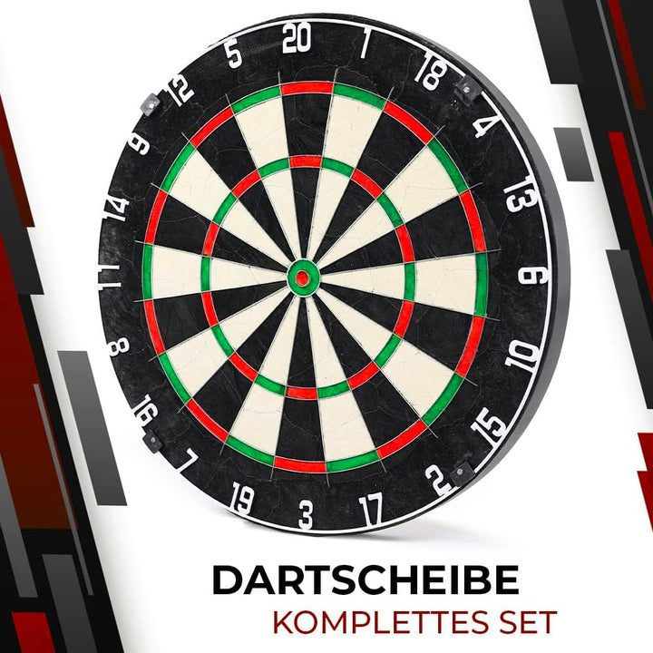 LION HOME SPORTS Hochwertige Sisal Steeldartscheibe | Mit Aufhänger & 6 Dartpfeilen, sowie Aufbewahr