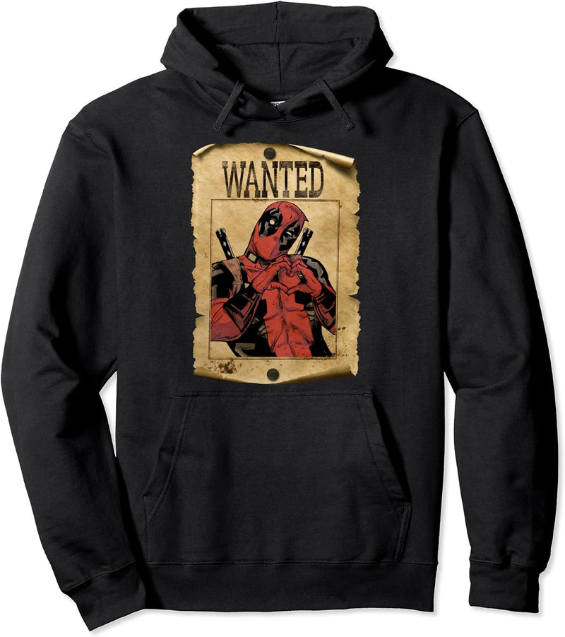 Marvel Deadpool Wanted Poster Hand Heart Pullover Hoodie