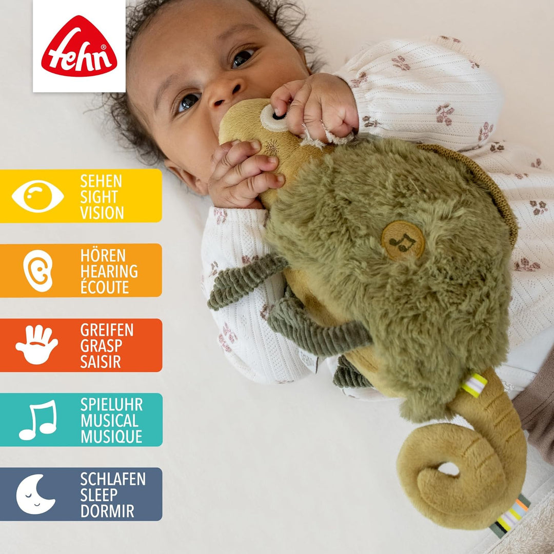Fehn Einschlafhilfe Chamäleon – Baby Einschlafhilfe mit Soundmodul: Chamäleon Kuscheltier mit entneh