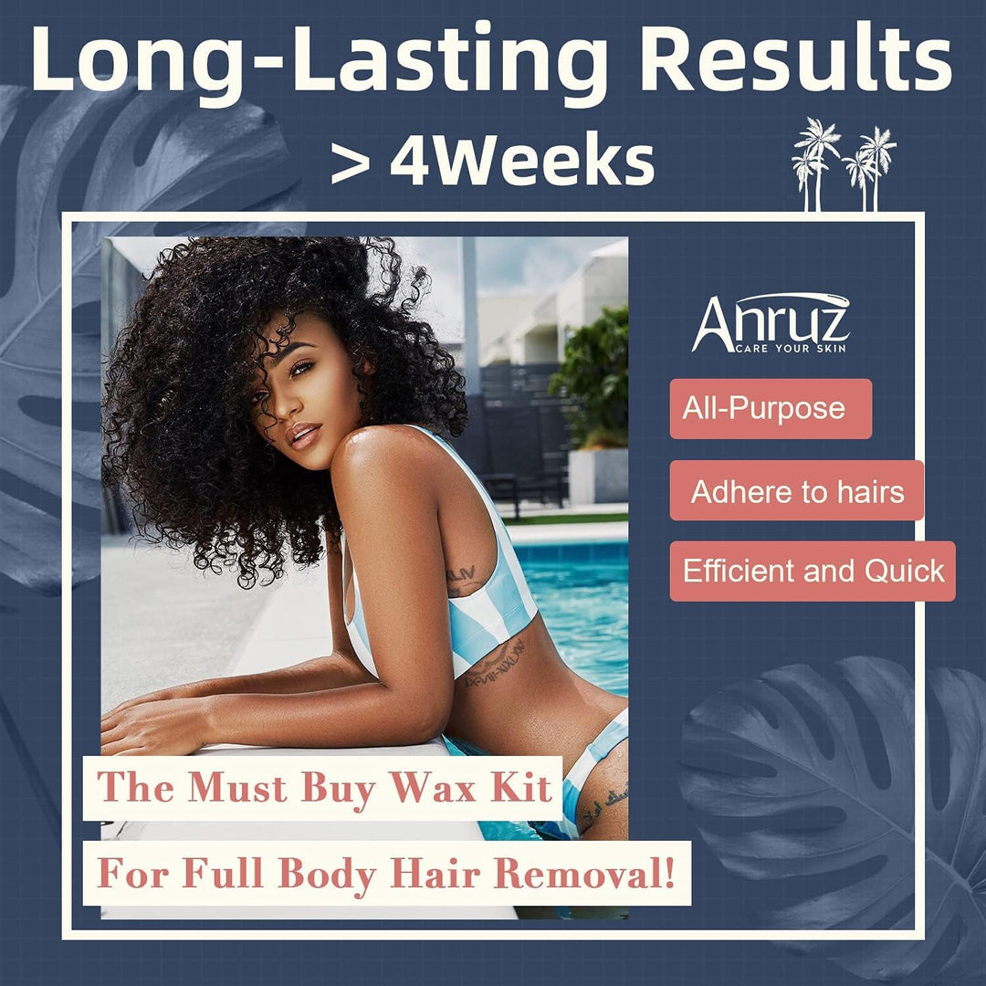 ANRUZ Waxing Set- Digital Wachswärmer Wachs Haarentfernung mit 500g Wachsperlen, ein Vor und Nachbeh