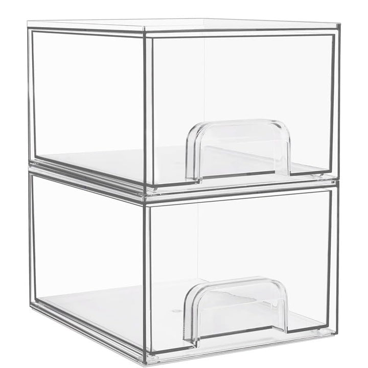 2 Stück Schubladen Organizer,Stapelbare Aufbewahrungsschubladen,Transparent Badezimmer Organizer,Acr