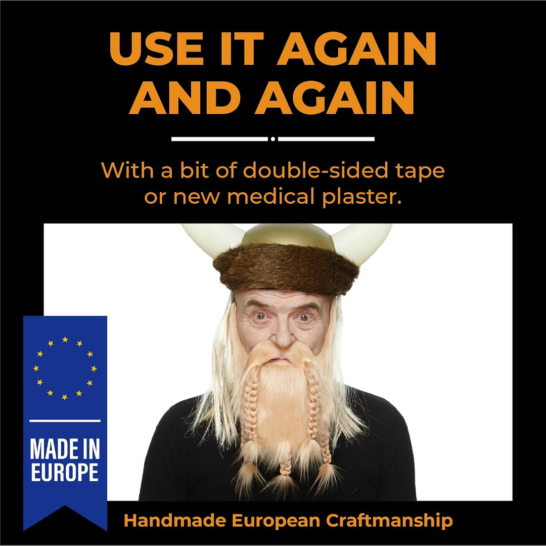 Mustaches Selbstklebender Viking Dward Falscher Bart, Neuheit, Falsche Gesichtsbehaarung, Kostümzube