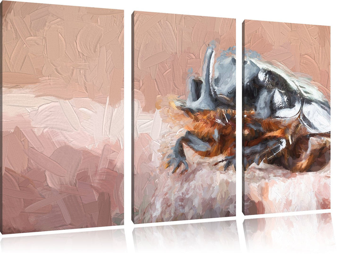 Pixxprint Nashornkäfer Porträt als Leinwandbild 3 teilig/Grösse: 3 Teilig (120x80) / Wandbild/Kunstd
