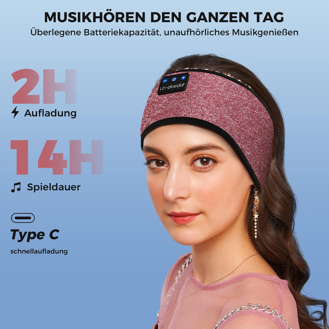 LC-dolida Schlafkopfhörer Bluetooth, LC-dolida Schlaf Kopfhörer zum Schlafen Bluetooth Sport Stirnba