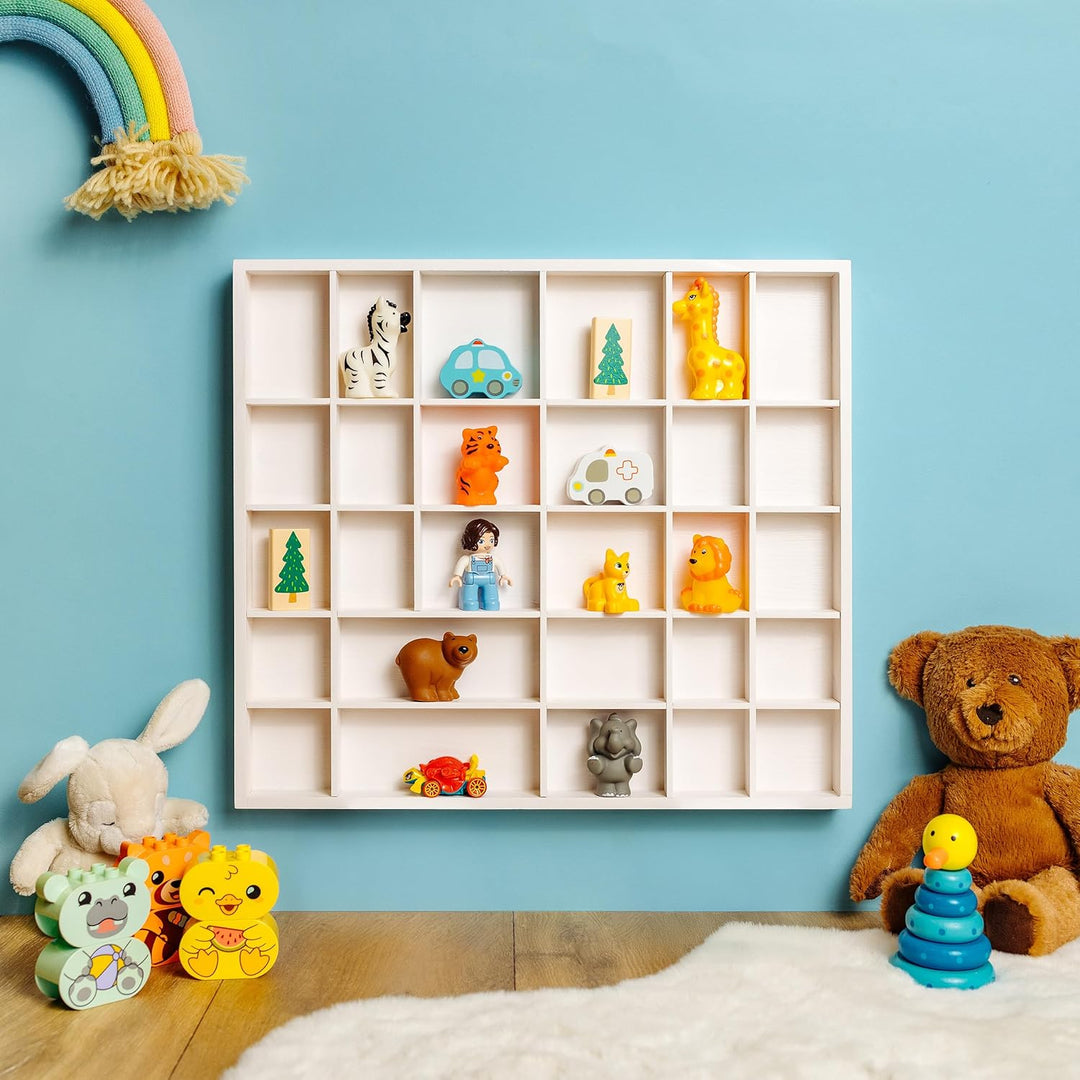 Creative Deco Weisse Setzkasten Holz Sammelbox Holztablett 28 Fächer | 44,5 x 40 x 3 cm | Bemalen Ho