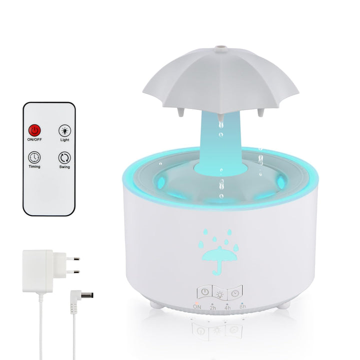 Regenschirm Luftbefeuchter 300ml, Rotierender Luftbefeuchter mit 7 Farbe Licht, Nachtlicht Schlafzim