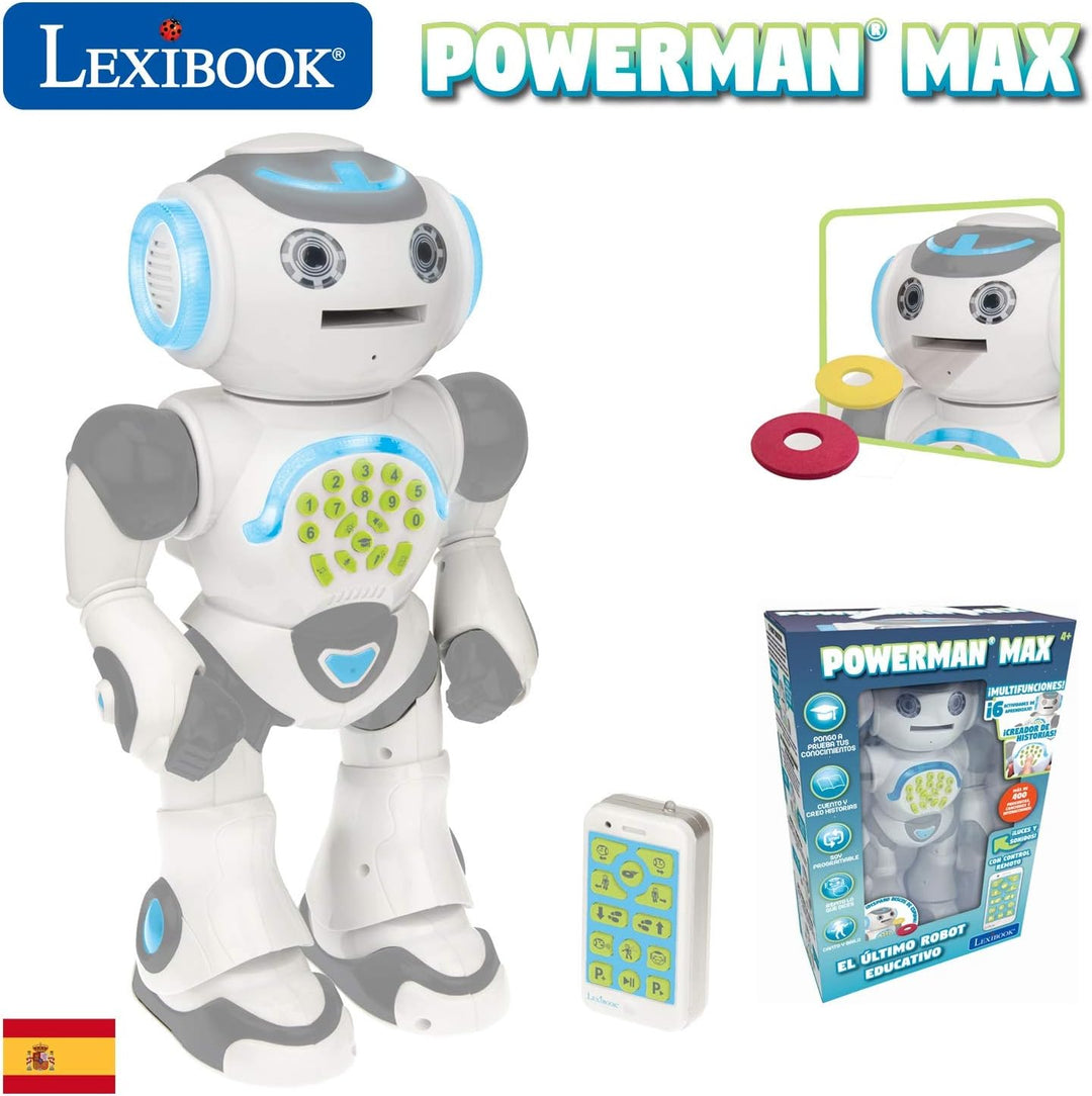 LEXIBOOK- Powerman MAX Robot de Juguete Parlante, Multicolor (ROB80ES)