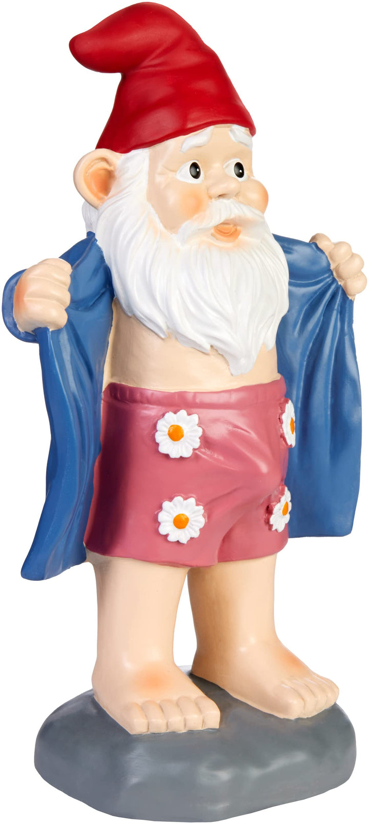 BRUBAKER Gartenzwerg mit Ständer - Perverser Zwerg mit Bademantel und Blümchen Unterhose - Gartenfig