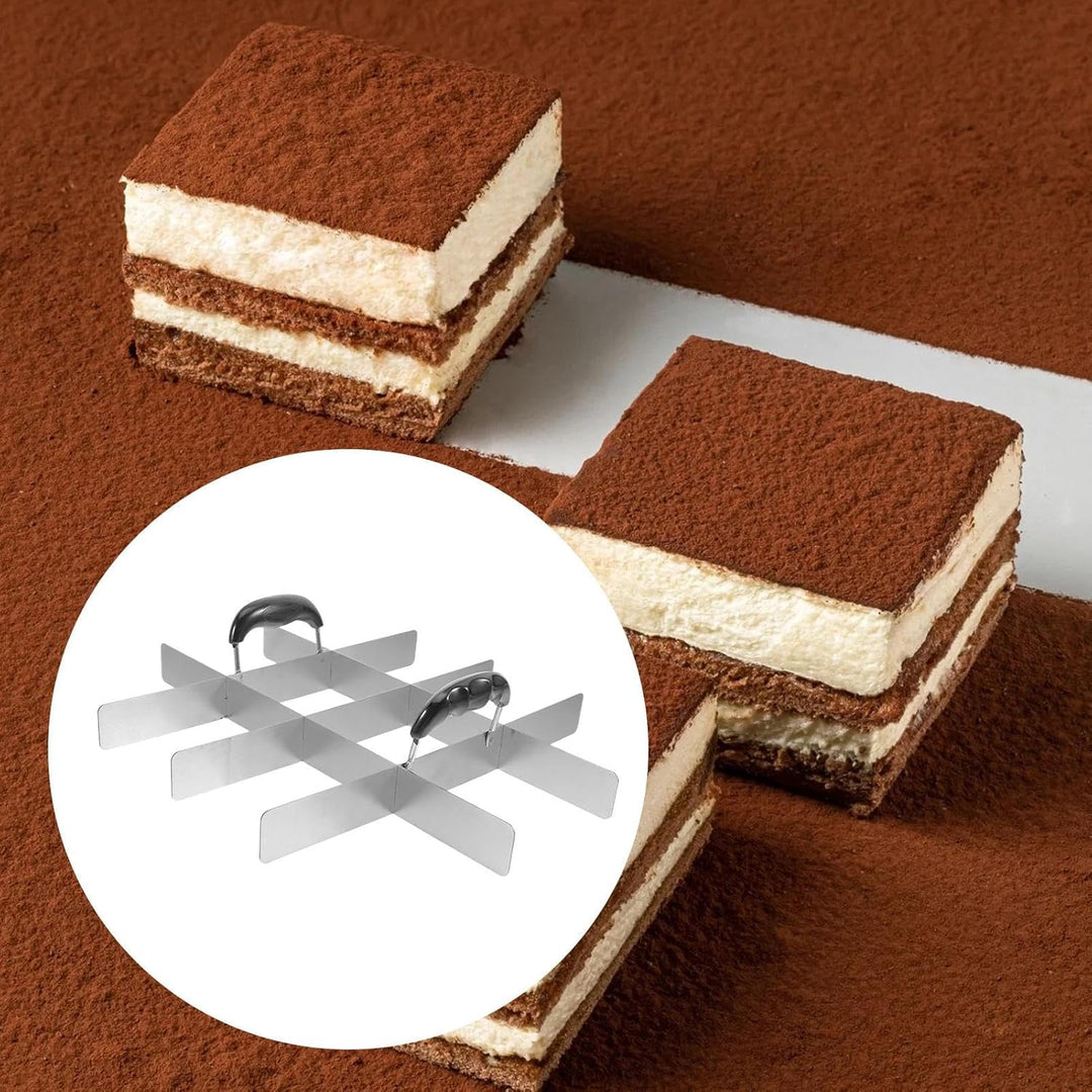 Quadratischer Kuchenschneider,Edelstahl Quadrat Kuchen Teiler Mit Griff - Küchenzubehör Für Geburtst
