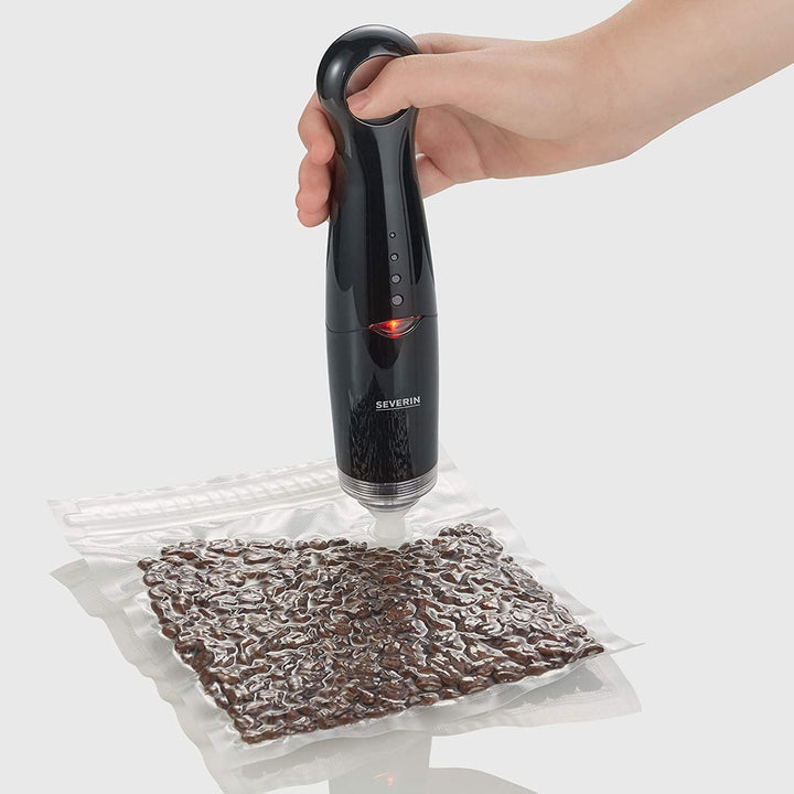 SEVERIN FS 3600 Vakuumierstick (Inkl. 5 Vakuumierbeutel, 1 USB-Kabel, 1 Weinstopfen, Kabellos einset