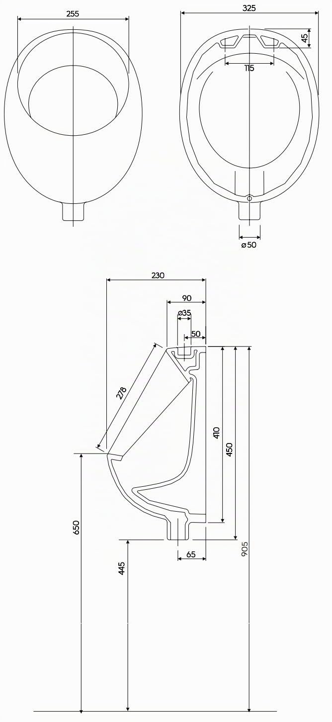 VBChome Urinal Geberit Keramik Zulauf Oben Weiss Modern Hochwertig Pinkelbecken senkrecht Pissoir Pi