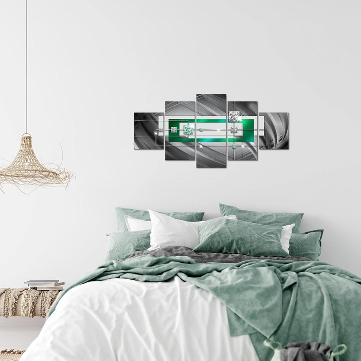Runa Art Wandbilder Abstrakt 5 Teilig Bild auf Vlies Leinwand Deko Wohnzimmer Schlafzimmer Diamant G