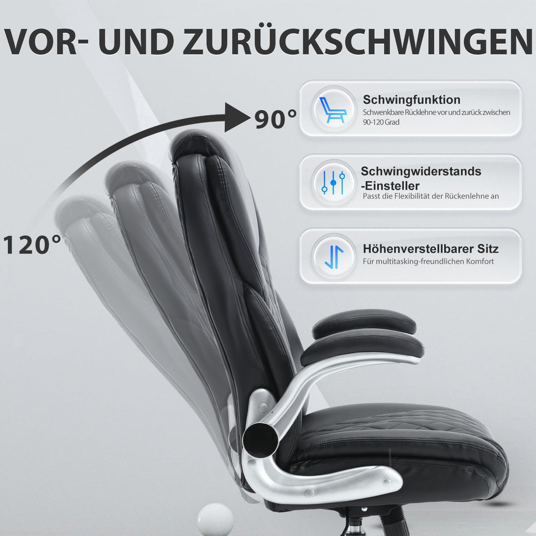 Bosmiller Bürostuhl Chefsessel 180kg Belastbarkeit Ergonomischer Bürostuhl Schreibtischstuhl mit Ver