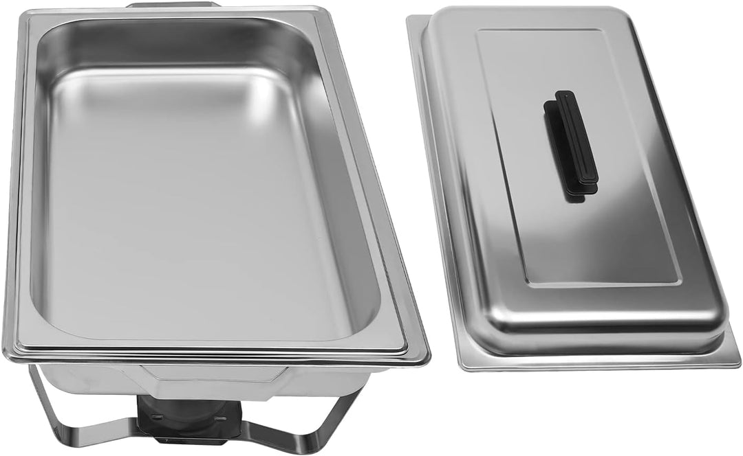 Chafing Dish, Einzelnes Fach Edelstahl Warmhaltebehälter 9.51Qt, Speisewärmer mit Klappbarer Ständer