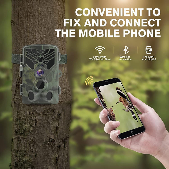 Wildkamera WLAN mit Handyübertragung App 36MP/4K, WiFi Bluetooth Wildtierkamera mit Nachtsicht Beweg