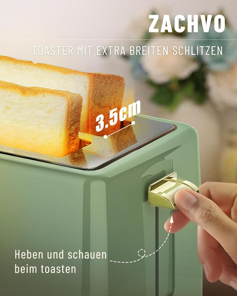 Toaster 2 Scheiben - ZACHVO Toaster mit Brötchenaufsatz, 6 Bräunungsstufe - 850W Toaster mit Herausn