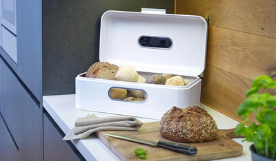 Echtwerk Retro Brotkasten aus Metall mit Sichtfenster, Weiss, 42, 5 x 23, 8 x 17 cm Weiss Big Single