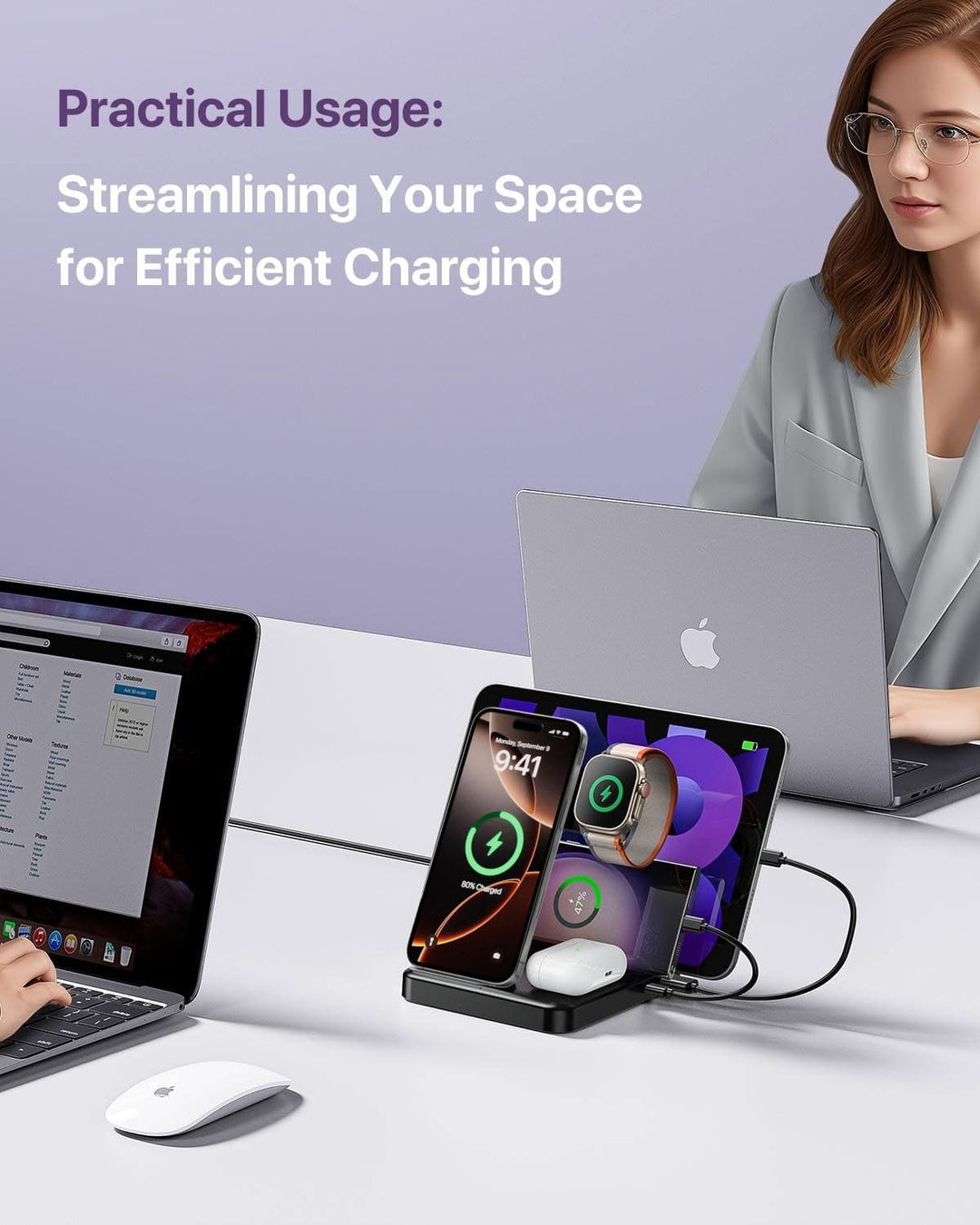 Intoval 5-in-1 Ladestation, kompatibel mit iPhones 17/17 Pro/17 Pro Max, iPad Pro/Air/Mini, Apple Wa