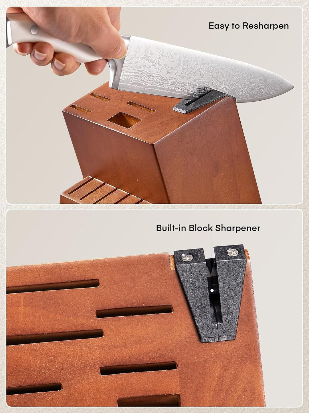 D.Perlla Messerblock, 14-TLG Selbstschärfender Messerblock mit Messer, Scharf Edelstahl Messerset Se