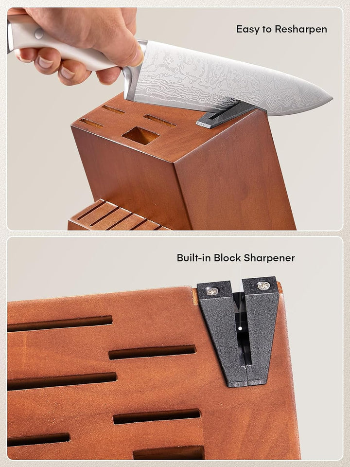 D.Perlla Messerblock, 14-TLG Selbstschärfender Messerblock mit Messer, Scharf Edelstahl Messerset Se