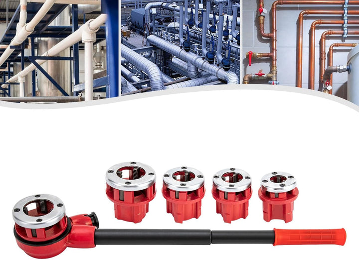 9 tlg Schneidkluppensatz, Rohr Gewindeschneider Set mit 5 Gewindeschneidbacken 3/8" 1/2" 3/4" 1" 1/4