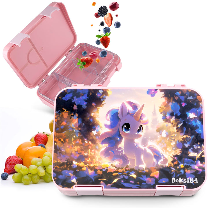 Brotdose Einhorn für Kinder mit Fächern - Bento Box auslaufsicher - robust - BPA Frei Lunchbox - Bro