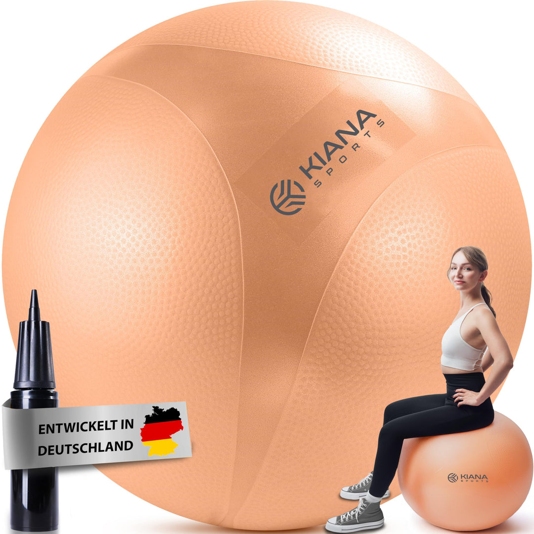 KIANA SPORTS® Gymnastikball &amp; Sitzball - 4 Grössen - Deutsche Entwicklung - Rutschfester Yoga Ball m
