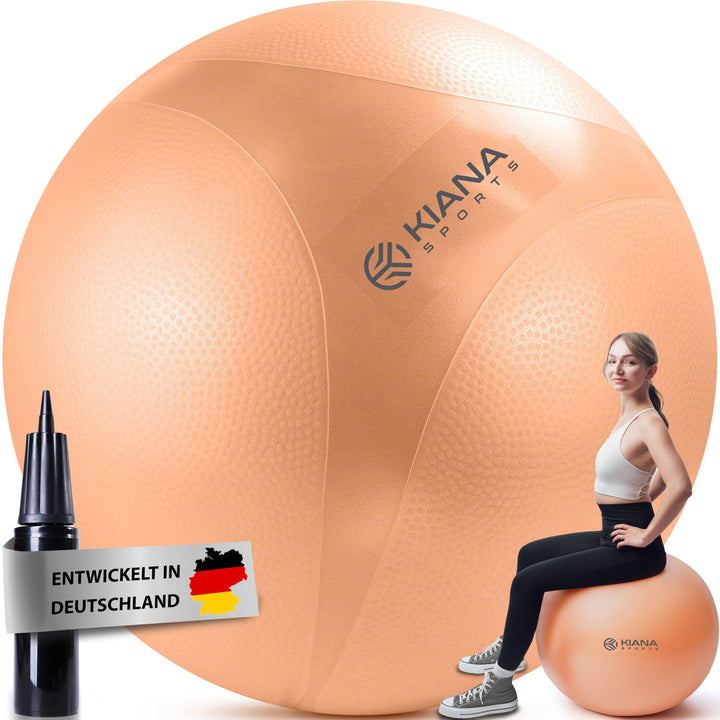 KIANA SPORTS® Gymnastikball &amp; Sitzball - 4 Grössen - Deutsche Entwicklung - Rutschfester Yoga Ball m